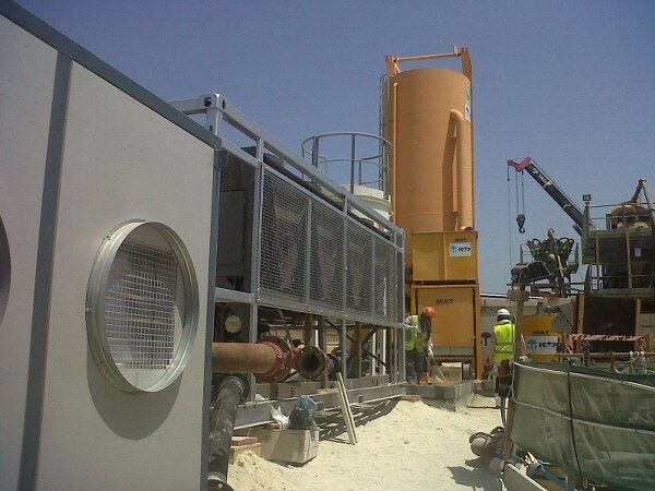 Andrews Sykes climate rental - assisting clients in Bahrain with a chilled water and cool air solution for their boring Machine and for cool ventilation while they bore a 5m dia shaft over 26km under 10m of ground to link facilities.